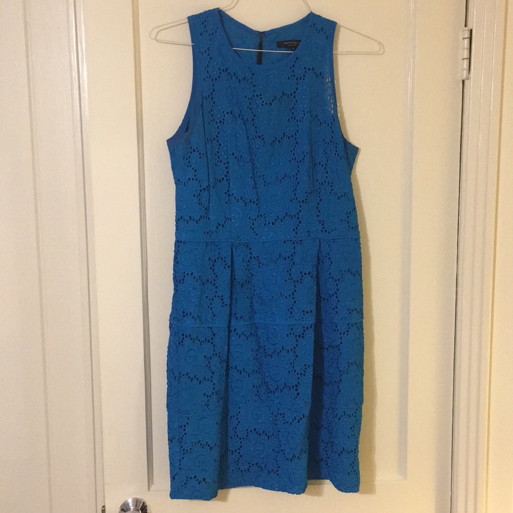 Nanette Lepore blue lace dress, size 8.